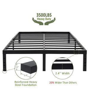 Heavy Duty King Metal Bed Frame with 18-Inch Storage