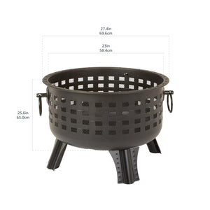 Round Steel Lattice Fire Pit with Spark Screen