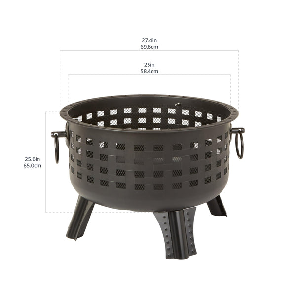 Round Steel Lattice Fire Pit with Spark Screen