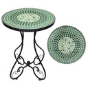 Outdoor Mosaic Side Table - Ceramic Tile Top Metal Frame Patio Accent Table