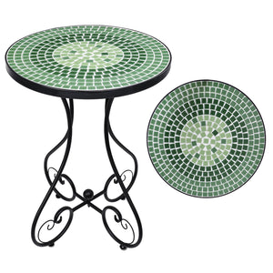 Outdoor Mosaic Side Table - Ceramic Tile Top Metal Frame Patio Accent Table