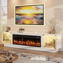 80" Fireplace TV Stand with RGB LED & Glass Doors