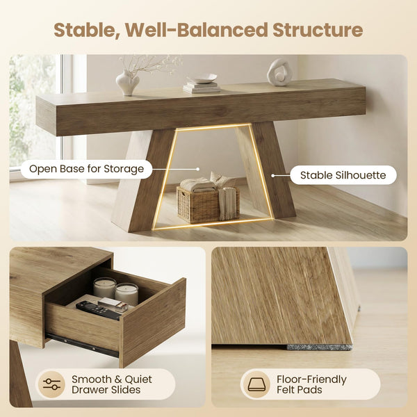 63-Inch Console Table with Storage Drawers