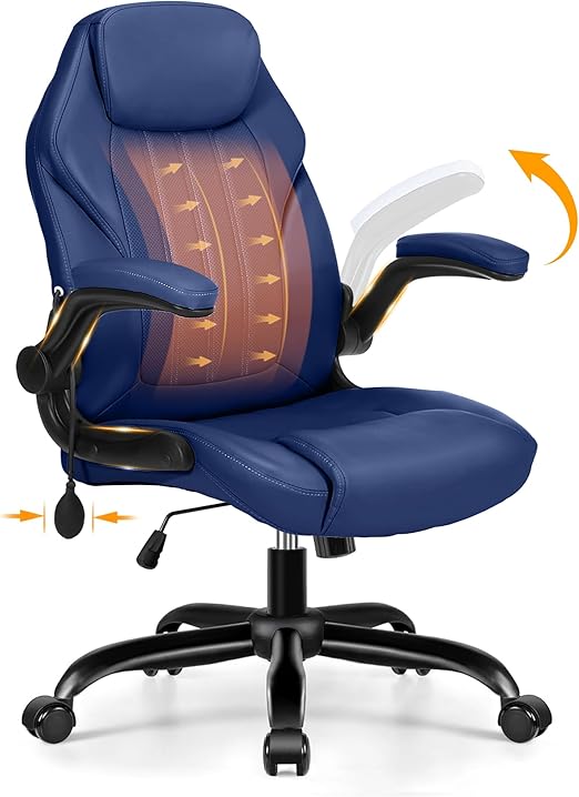 Ergonomic Office Chair with Flip-Up Arms & Adjustable Lumbar Support