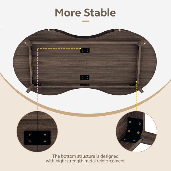 Dual Oval Coffee Table with Storage & Sliding Tambour Door
