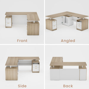 L-Shaped Electric Standing Desk with Storage & Privacy Panel