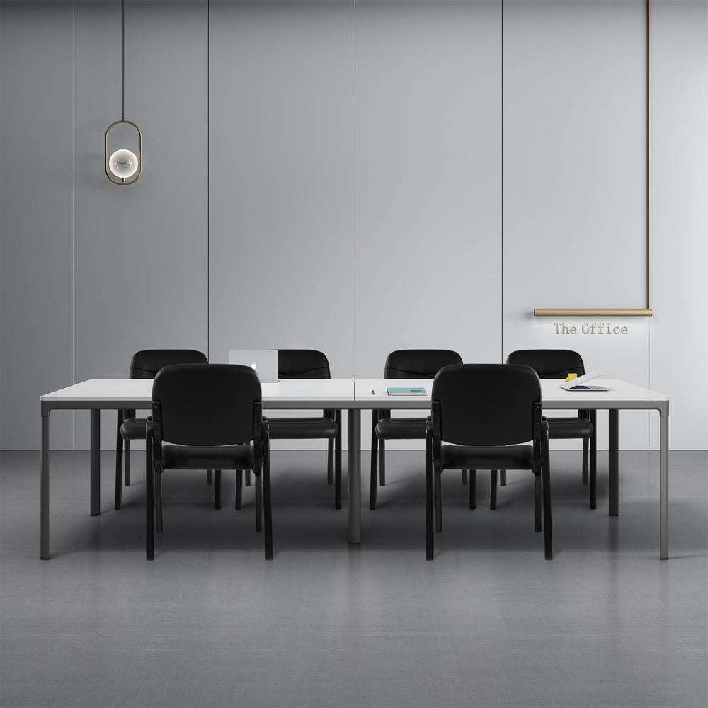 Waiting Room Chairs No Wheels Set of 4 – Leather Reception Guest Chairs with Padded Arms