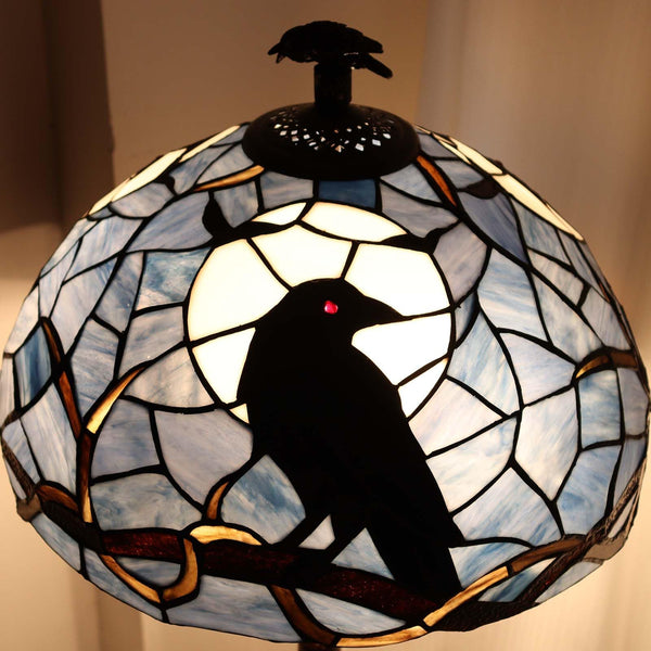 Gothic Raven Tiffany Stained Glass Floor Lamp