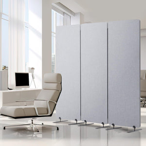 3-Panel Soundproof Room Divider – Folding Privacy Partition, Light Gray