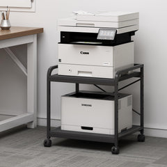2-Tier Under Desk Printer Stand with Rolling Wheels