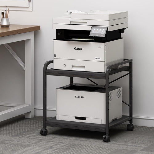 2-Tier Under Desk Printer Stand with Rolling Wheels
