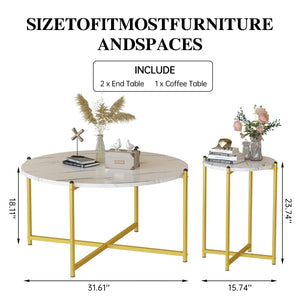 Round Marble Coffee Table Set of 3