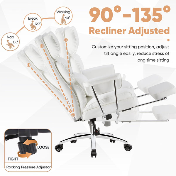 Ergonomic Executive Office Chair with Footrest & Lumbar Support