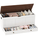 Lift-Top Storage Bench with 2 Drawers – White & Brown