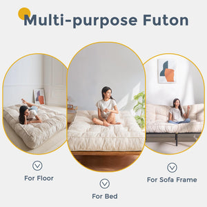 8-Inch Full Size Futon Mattress – Thick Shredded Foam Floor Sofa Bed