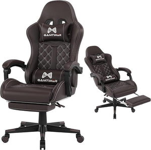 High Back Gaming Chair with Footrest & Lumbar Support