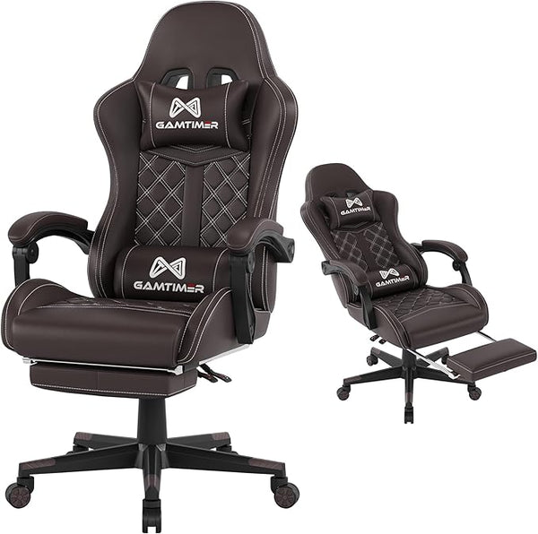 High Back Gaming Chair with Footrest & Lumbar Support