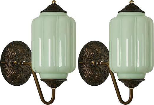 Vintage Milk Glass Bathroom Vanity Wall Sconce – Dimmable, Vertical or Horizontal Mount