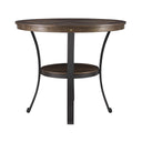 Round Side Table with Ash Veneer Top & Metal Frame