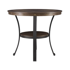 Round Side Table with Ash Veneer Top & Metal Frame