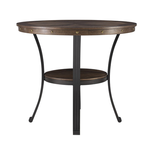Round Side Table with Ash Veneer Top & Metal Frame