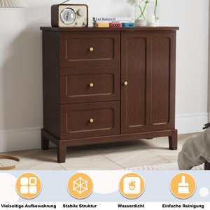 Accent Cabinet with 3 Drawers and Door – Wooden Sideboard with Shelves