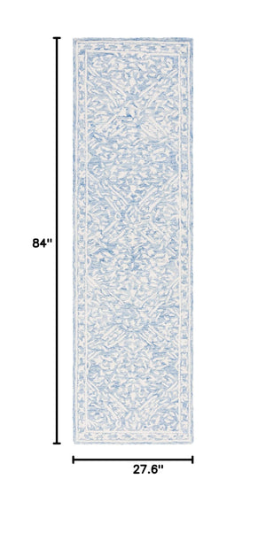 Micro-Loop Wool Area Rug – Blue & Ivory