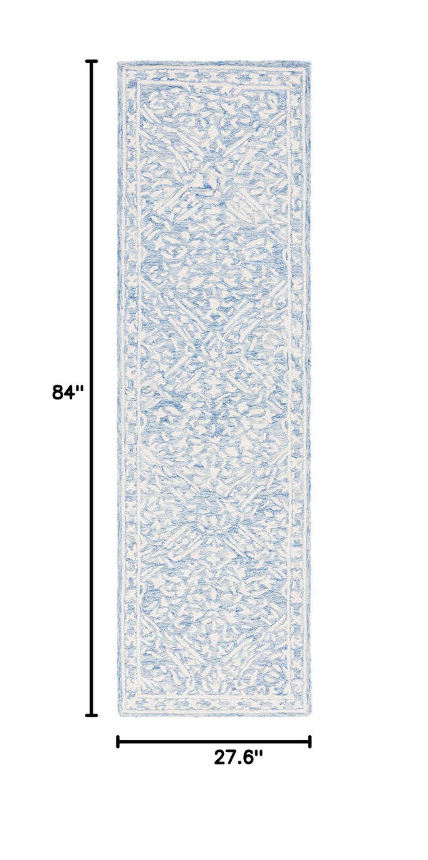 Micro-Loop Wool Area Rug – Blue & Ivory