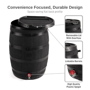 55-Gallon Flat Back Eco Rain Barrel with Removable Lid