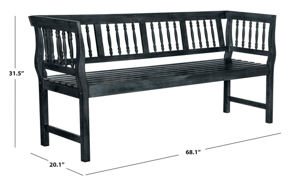 Acacia Wood Outdoor Bench with Spindle Back & Slatted Seat