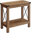 2-Tier Farmhouse End Table with Bottom Shelf