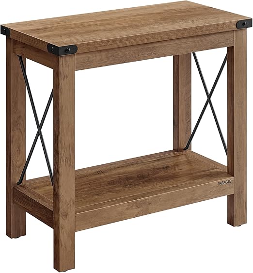 2-Tier Farmhouse End Table with Bottom Shelf