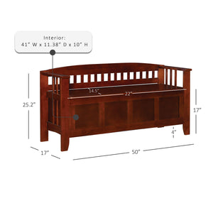 Split Seat Storage Bench with Walnut Finish