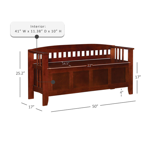 Split Seat Storage Bench with Walnut Finish