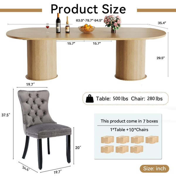 Extendable Dining Table Set with Chairs – 7, 9 & 11-Piece