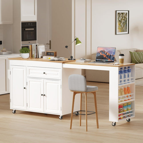 Expandable Kitchen Island on Wheels with Storage