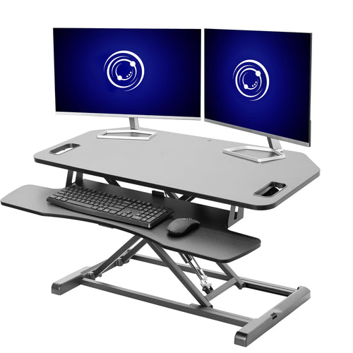Corner Desk Converter with Wide Keyboard Tray – Height Adjustable Standing Desk Riser