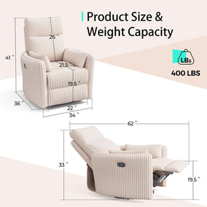 360 Swivel Recliner Nursery Glider Chair with Pillows
