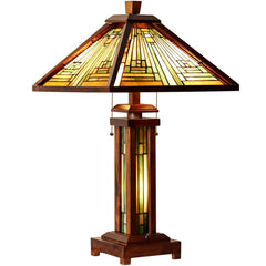 Tiffany Stained Glass Table Lamp – Amber Brown
