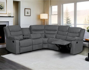 5-Seat L-Shaped Manual Reclining Sectional Sofa with Cup Holders