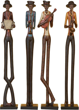 Jazz Band Musician Figurines Set of 4 – Polystone Decorative Statues