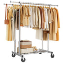 Heavy Duty Rolling Clothes Rack with Shelves, 700 lb Capacity, Dual Rod