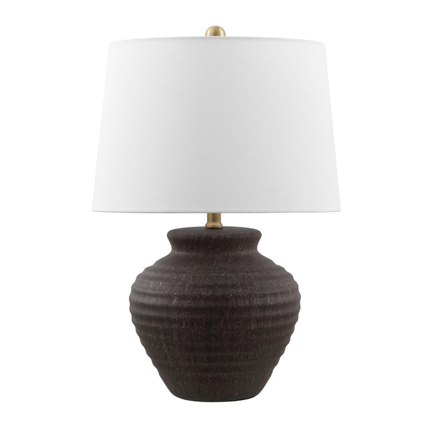 Dark Brown Ceramic Table Lamp with Fabric Shade