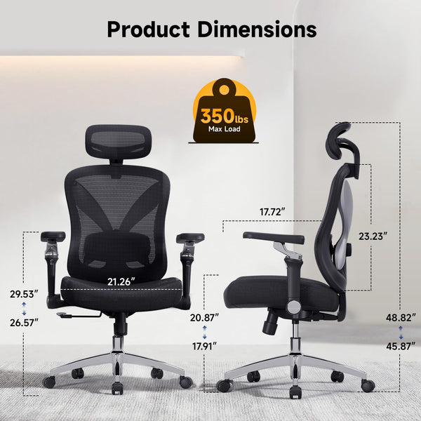 Ergonomic High-Back Mesh Office Chair with 5D Flip-Up Armrests