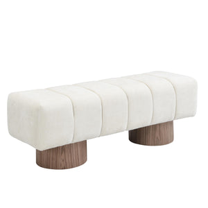 50" Chenille Fabric Upholstered Dining Bench for 2