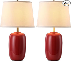 22-Inch Ceramic Table Lamps Set of 2 with Fabric Shade