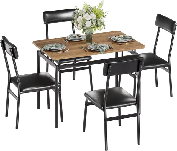 3-Piece Dining Table Set with PU Upholstered Chairs