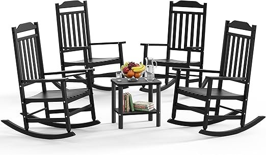 Outdoor Resin Rocking Chair Set of 2 – High Back Porch Rocker