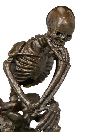 Bronze Skeleton Thinker Statue