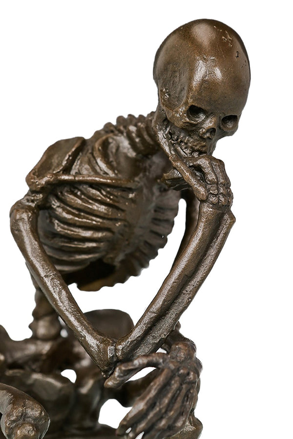 Bronze Skeleton Thinker Statue